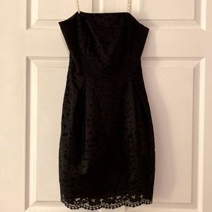 Lilly Pulitzer Black Lace Strapless Marielle Dress in Excellent Condition Size 2